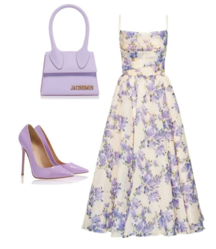 Schlichtes A-Linien-Kleid mit Spaghettiträgern und Flieder-Blumenmuster, formelles Ballkleid, Sommerkleid für Hochzeitsgäste, Brautgastkleider, Hochzeitsoutfits für Gäste W975