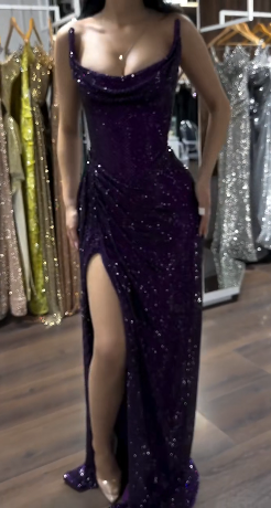 Classy Mermaid Strapless Purple Girls Sequin Grape Sequin Long Prom Dresses Party Dress Birthday Outfits Graduation Dresses W992