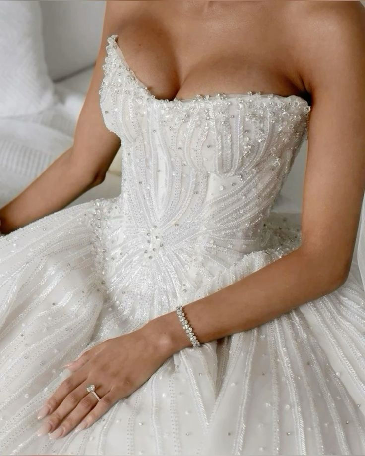 Hübsches Brautkleid Ballkleid Schatz Weiß Pailletten Lange Brautkleider Brautkleider WD045
