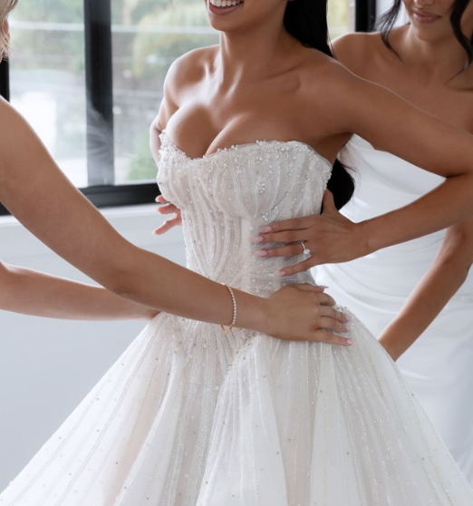 Hübsches Brautkleid Ballkleid Schatz Weiß Pailletten Lange Brautkleider Brautkleider WD045