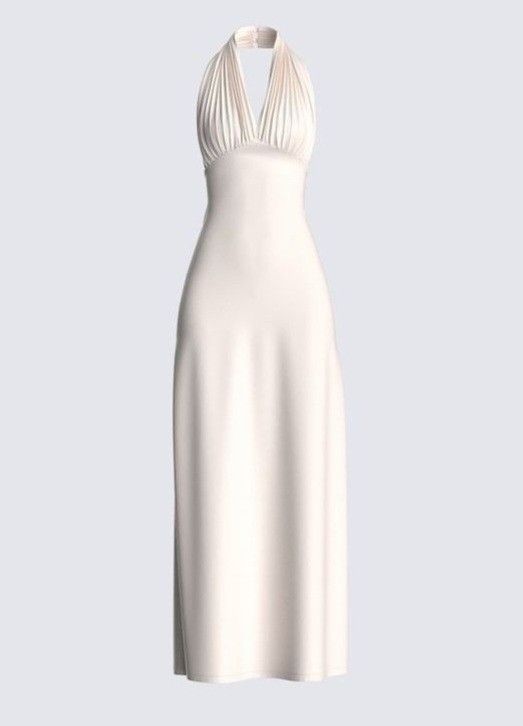 Wunderschönes weißes A-Linien-Neckholder-Ballkleid für formelle Sommerhochzeitsgäste, Outfits für Hochzeitsgäste, DP770