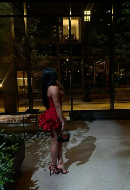 Sexy Sheath Strapless Red Satin Mini Short Formal 8th Grade Homecoming Dresses Summer Middle School Hoco Dress 18th Birthday Outfits DH1172