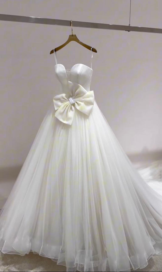 Prinzessin Brautkleid Ballkleid Herzausschnitt Tüll Ärmellos Weiß Brautkleider Verträumte Brautkleider DH1219
