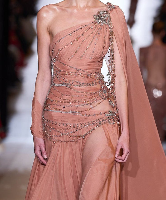 Sexy Meerjungfrau Eine Schulter Chiffon Lange Ballkleider Partykleid 20. Geburtstag Outfits Abschlusskleider DH1878
