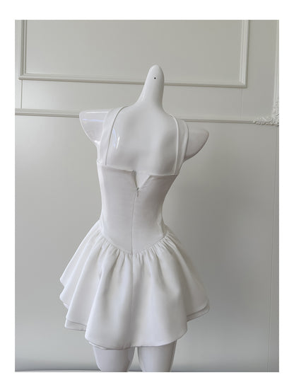 Pretty A Line Strapless Satin White Grad Dress Inspo Short Mini Formal 8th Grade Homecoming Dresses Middle School Hoco Court Dress Graduation Dress Cocktail Outfits DH1946