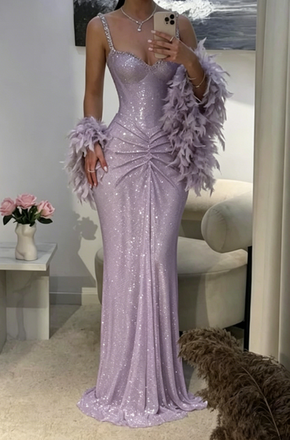 Sexy Mermaid Straps Silver Sequin Long Prom Dresses Party Dress 20th Birthday Outfits Graduation Dresses DH2217