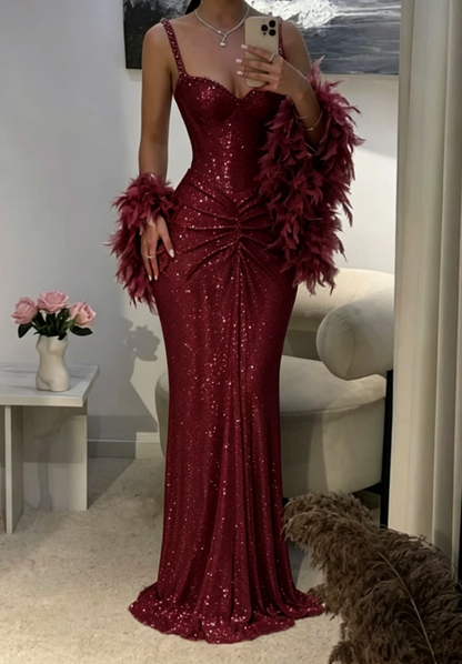 Sexy Mermaid Straps Silver Sequin Long Prom Dresses Party Dress 20th Birthday Outfits Graduation Dresses DH2217