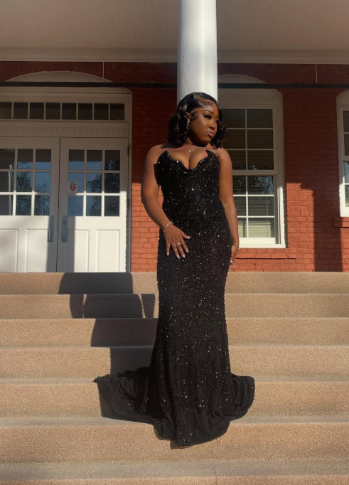 Sparkly Mermaid Sweetheart Black Sequin Long Evening Party Gowns Evening Dress Special Formal Dresses Prom Dress DH2344