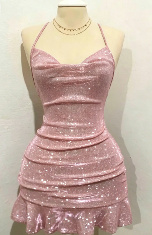 Sexy Sheath Halter Sequin Tight Grape Formal Homecoming Dresses 8th Grad Dance Graduation Dress Short Birthday Outfits Hoco Dresses DH2695