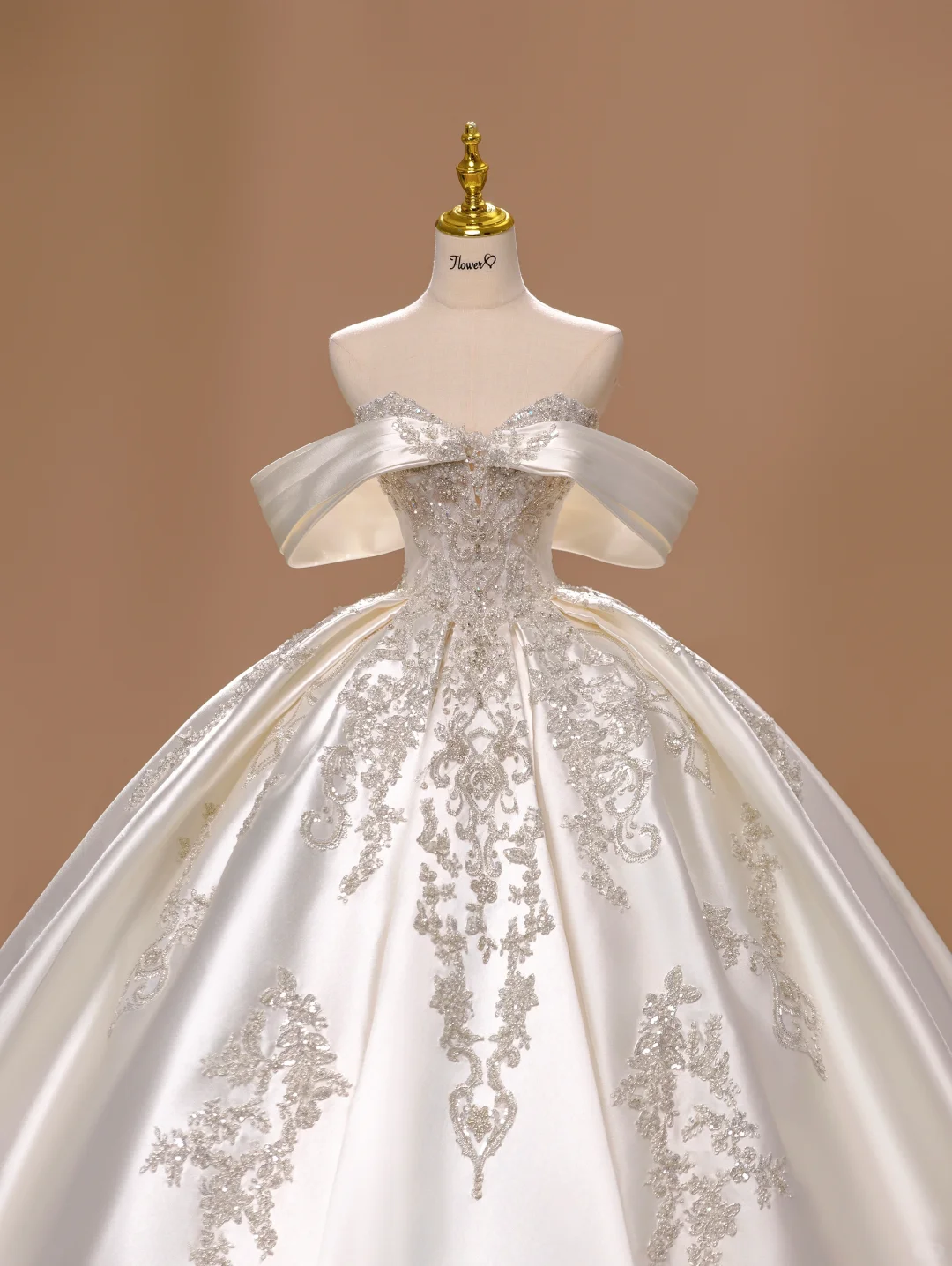 Prinzessin Brautkleid Ballkleid aus der Schulter Satin Spitze kurze Ärmel Brautkleider Brautkleider DH2803