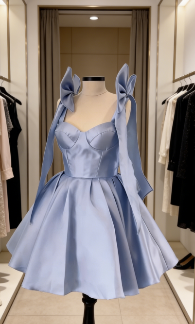 Fancy Short Hoco Dresses Ball Gown Spaghetti Straps Blue Mini Formal 8th Grade Homecoming Dresses Summer Middle School Homecoming Outfits DH56