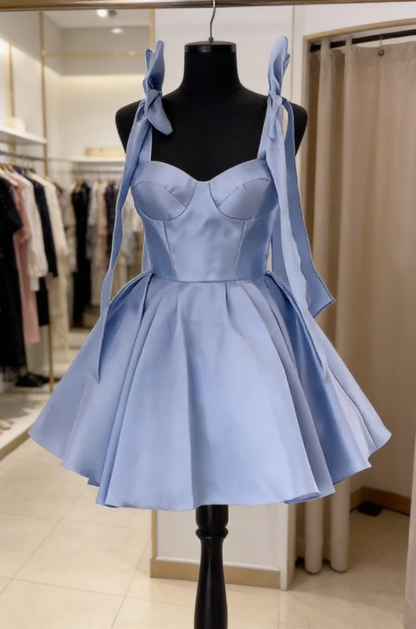 Fancy Short Hoco Dresses Ball Gown Spaghetti Straps Blue Mini Formal 8th Grade Homecoming Dresses Summer Middle School Homecoming Outfits DH56