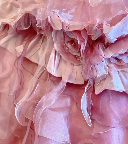 Gorgeous Strapless Ball Gown Pink Long Prom Dresses Tulle Sleeveless Birthday Dresses Applique Pink Quinceanera Dresses DP04204