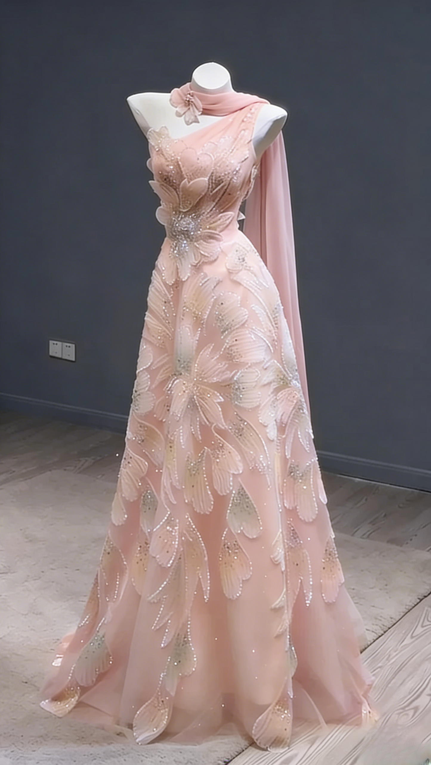Fairy A-Line Yellow Long Prom Dresses Tulle Beaded One-shoulder Evening Dresses Sleeveless Birthday Dresses DP04636