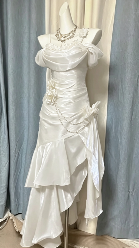 Chic Navy Blue Long Prom Dress Satin Straps Sheath Evening Dress Sleeveless Birthday Dress DP04996