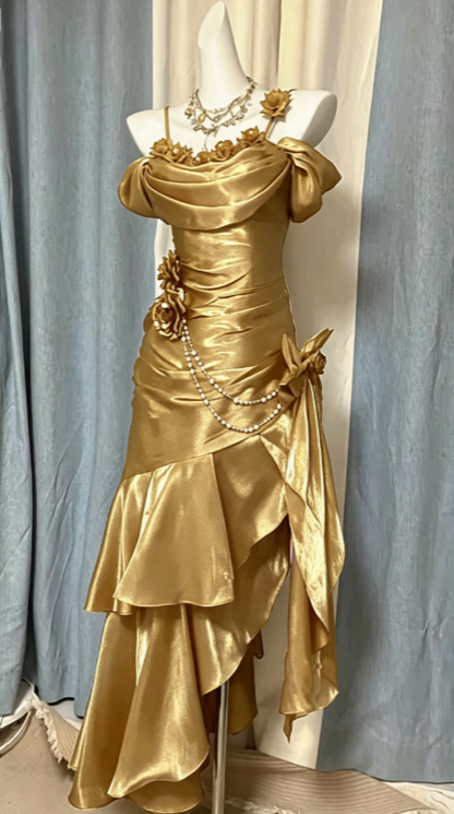 Chic Navy Blue Long Prom Dress Satin Straps Sheath Evening Dress Sleeveless Birthday Dress DP04996