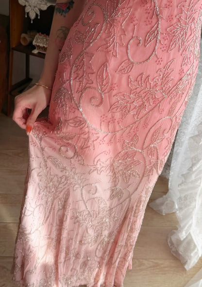 Gorgeous Coral Prom Dress Chiffon Beaded Sheath Evening Dress  DP05115