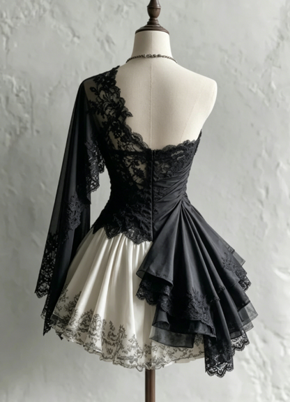 Cute Black Prom Dress Lace  A-Line Party Dress Short Birthday Dress DP05120