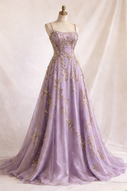 Chic Champagne Prom Dress Beaded Chiffon A-Line Strapless Evening Dress Sleeveless Birthday Dress DP05208