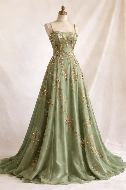 Chic Champagne Prom Dress Beaded Chiffon A-Line Strapless Evening Dress Sleeveless Birthday Dress DP05208
