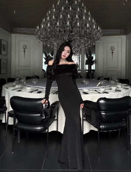 Chic Black Prom Dress Satin Mermaid Off-shoulder Evening Dress Sleeves Birthday Dress DP05228