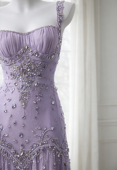 Robe de bal violette élégante, bretelles en tulle perlé, robe de soirée fourreau sans manches, robe d'anniversaire DP05231
