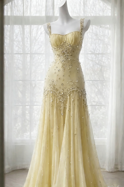 Robe de bal violette élégante, bretelles en tulle perlé, robe de soirée fourreau sans manches, robe d'anniversaire DP05231