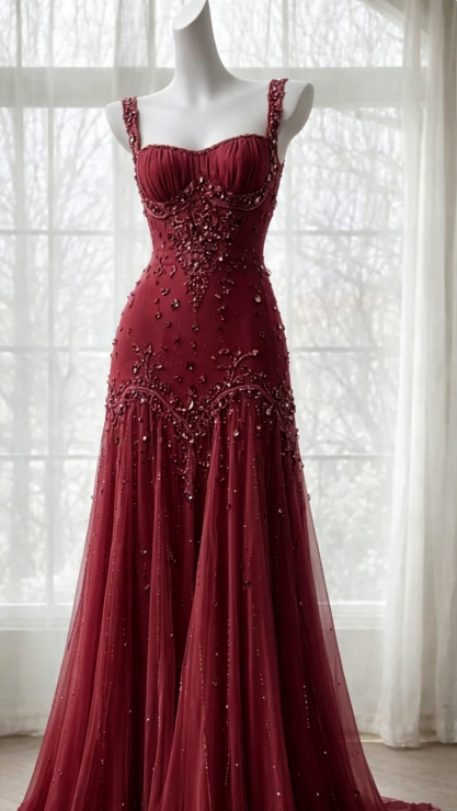 Robe de bal violette élégante, bretelles en tulle perlé, robe de soirée fourreau sans manches, robe d'anniversaire DP05231