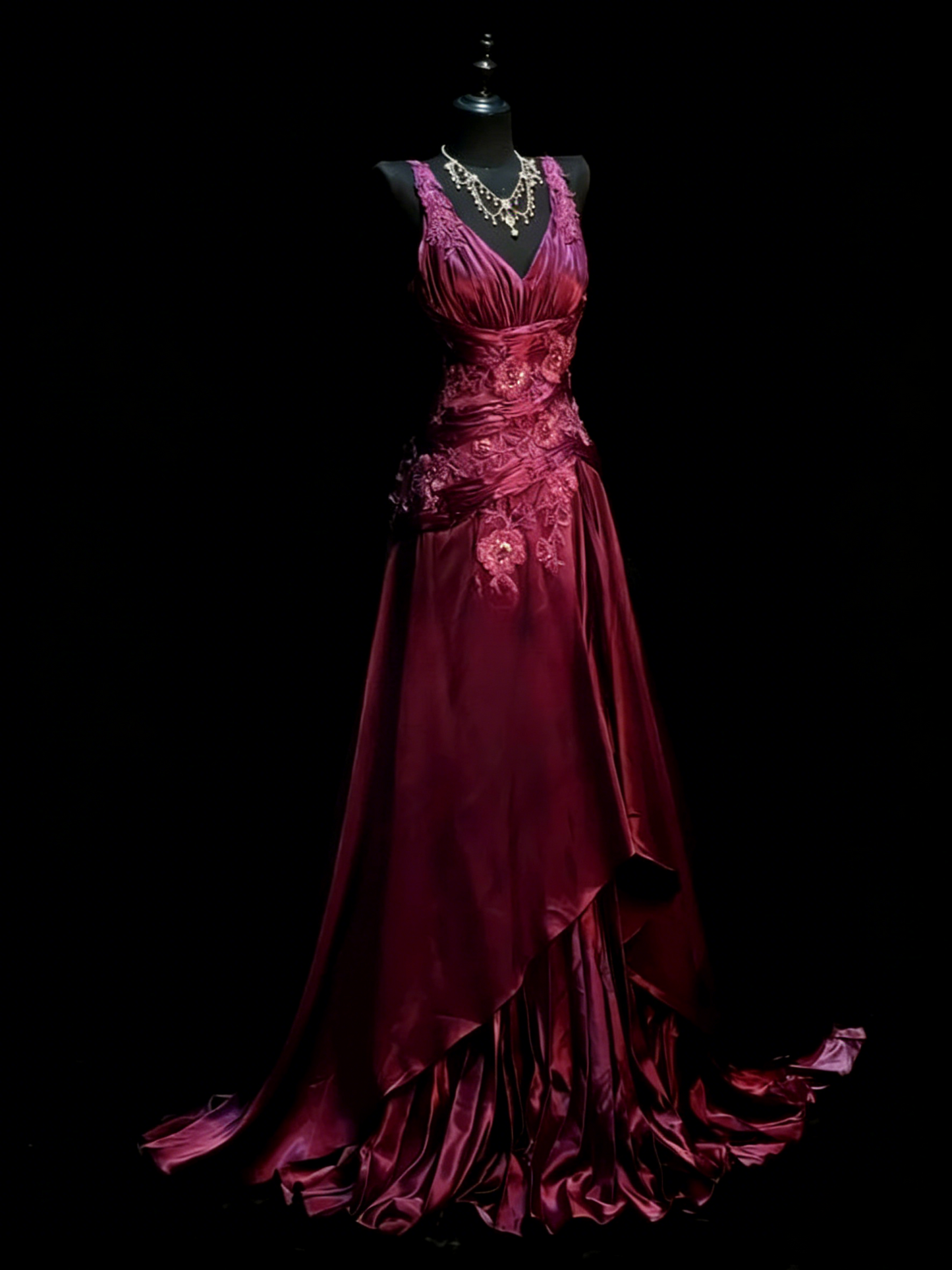 Classy Pink Prom Dress A-Line V-neck Satin Long Evening Dress Beaded Birthday Dress DP05343