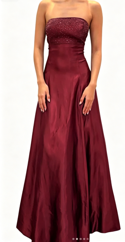 Robe de bal chic bleue bustier, ligne A, satin, sequins, longue robe de soirée DP05440