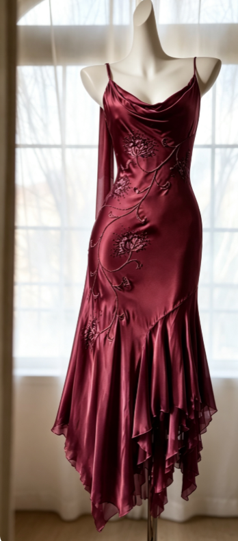 Fashion Spaghetti Straps Sheath Satin Long Evening Dress Purple Prom Dress DP05599