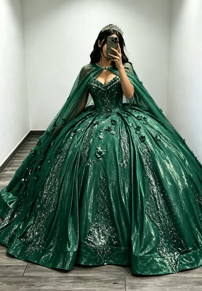Gorgeous Sweetheart Ball Gown Quinceanera Dress Satin Applique Long Birthday Dress Pale Blue Sweet 16 Dress DP05644