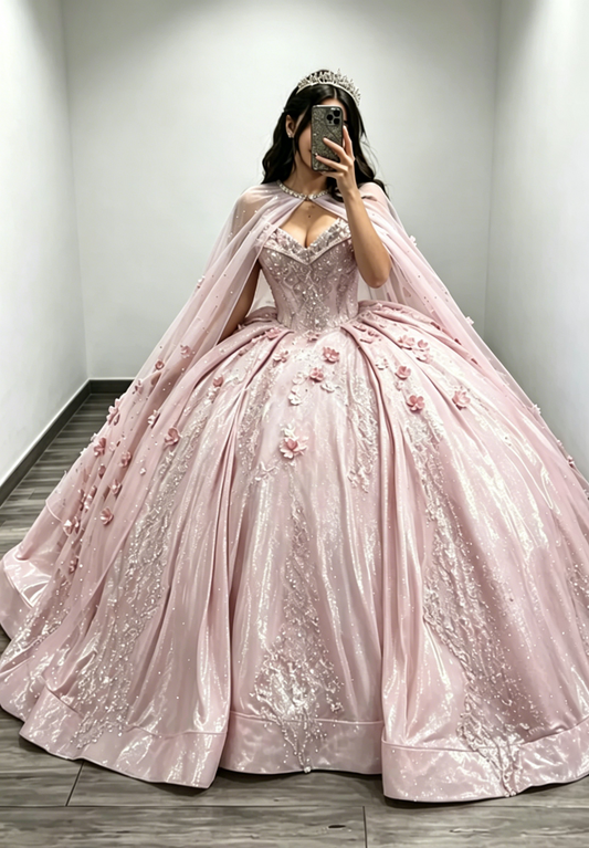 Gorgeous Sweetheart Ball Gown Quinceanera Dress Satin Applique Long Birthday Dress Pale Blue Sweet 16 Dress DP05644