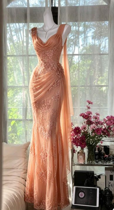 Glam Purple Prom Dress Straps Sheath Chiffon Beaded Long Evening Dress DP05737