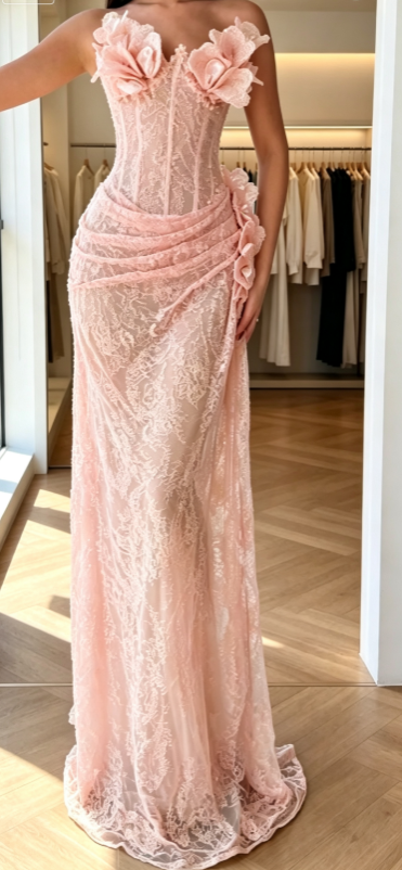 Chic Yellow Prom Dress Sweetheart Sheath Lace Long Evening Dress DP05868