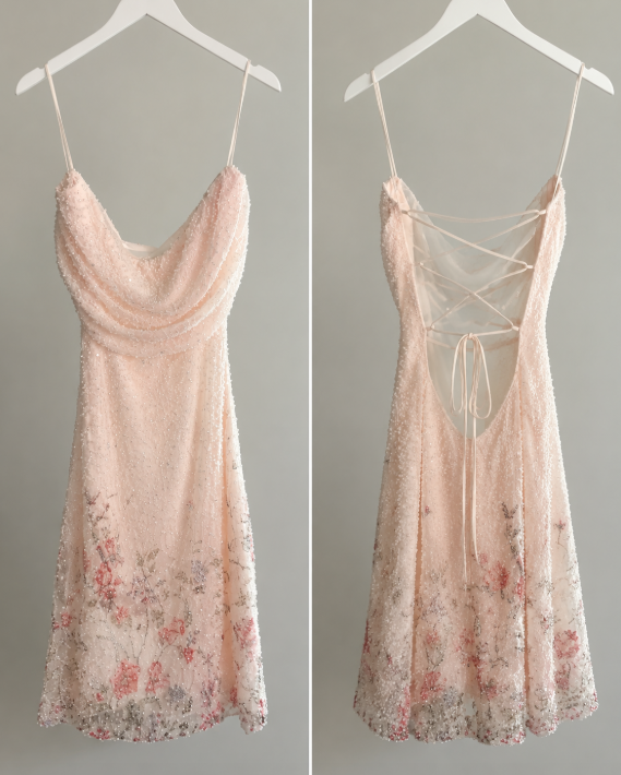 Vintage Pink Hoco Dress Strapless Birthday Dress Sheath Chiffon Beaded Party Dress DP05986