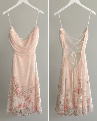 Vintage Pink Hoco Dress Strapless Birthday Dress Sheath Chiffon Beaded Party Dress DP05986