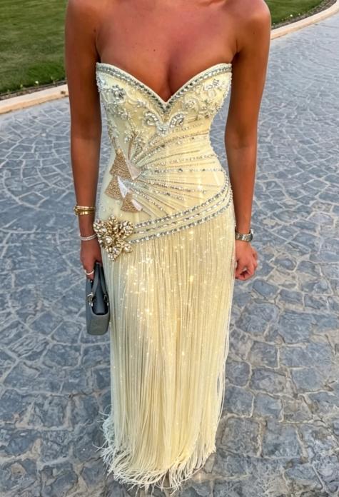 Elegant GreenProm Dress Sheath Beaded Tulle Long Evening Dress DP06801