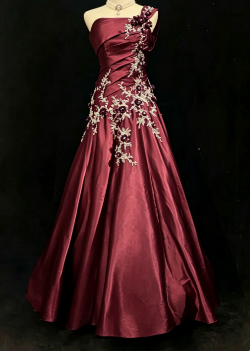 Robe de soirée longue chic en satin bleu marine, robe de bal DP07393