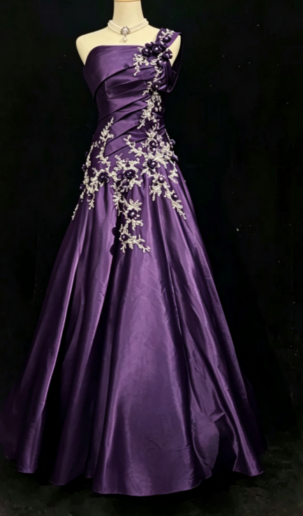 Robe de soirée longue chic en satin bleu marine, robe de bal DP07393
