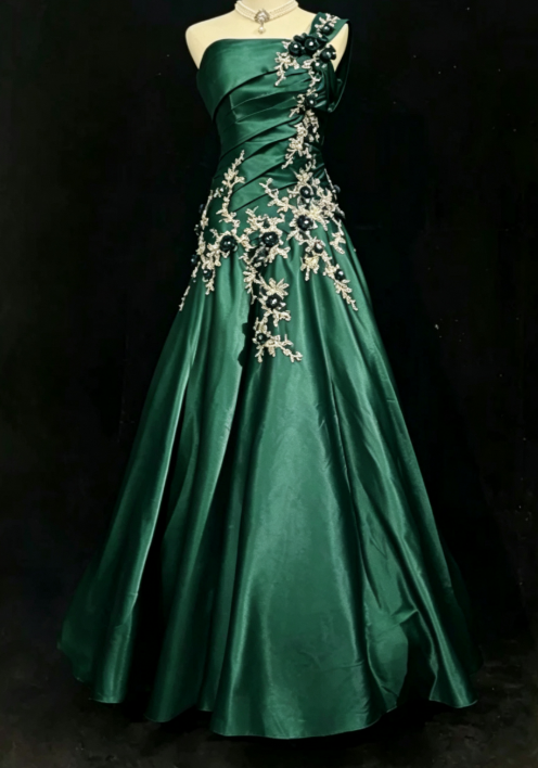 Robe de soirée longue chic en satin bleu marine, robe de bal DP07393