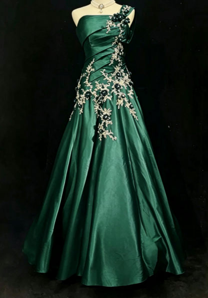 Robe de soirée longue chic en satin bleu marine, robe de bal DP07393