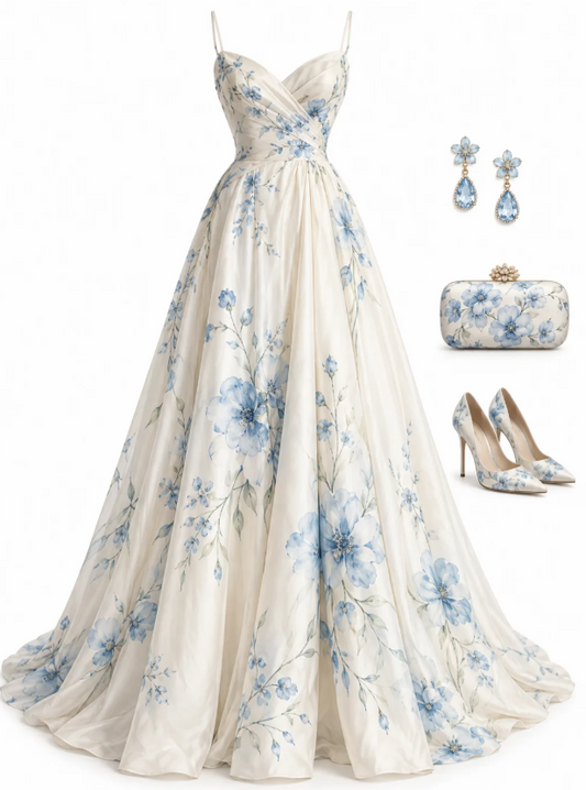 Chic White Prom Dress A-Line Chiffon Long Evening Dress DP07702