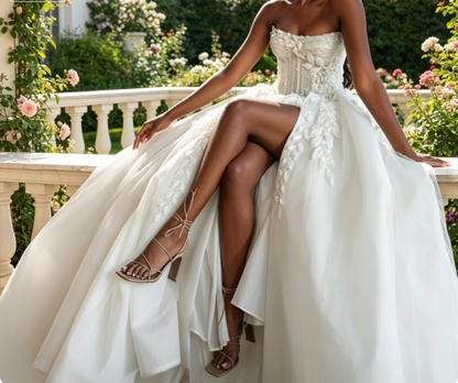 Ethereal Wedding Dress Ball Gown Strapless Lace White Wedding Dresses Corset Bridal Gowns DP1178