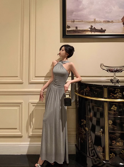 Elegantes, ärmelloses A-Linien-Kleid in Grau zum 21. Geburtstag, Partykleid, Geburtstags-Outfits, Geburtstagskleid-Ideen für Frauen, DP1297