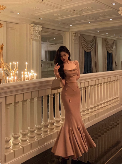Elegant Mermaid Spaghetti Straps Sleeveless 21st Birthday Dress Party Gown Birthday Outfits Birthday Dress Ideas For Women DP1384