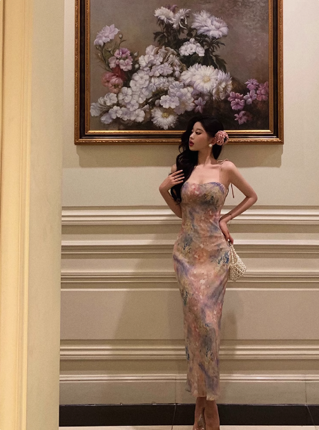 Elegantes Meerjungfrau-Spaghettiträger-Trauben-Geburtstagskleid zum 23. Geburtstag Partykleid Geburtstags-Outfits Geburtstagskleid-Ideen für Frauen DP1400