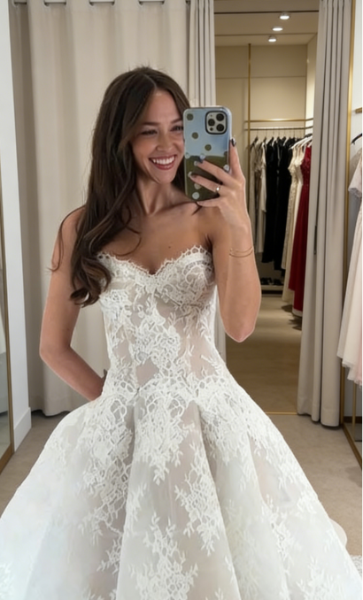 Classic Bridal Dress Ball Gown Sweetheart Lace White Wedding Dresses Minimalist Bridal Gowns DP1614