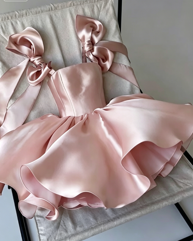 Cute A line Straps Summer Satin Homecoming Dress Hoco Dress Mini 20th Birthday Outfit Cocktail Dresses DP1779