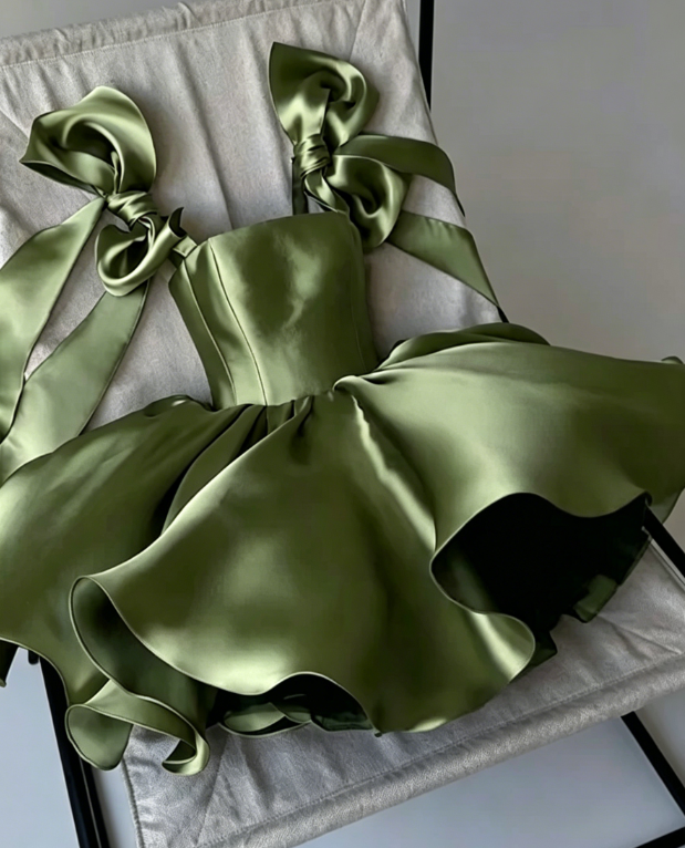 Cute A line Straps Summer Satin Homecoming Dress Hoco Dress Mini 20th Birthday Outfit Cocktail Dresses DP1779